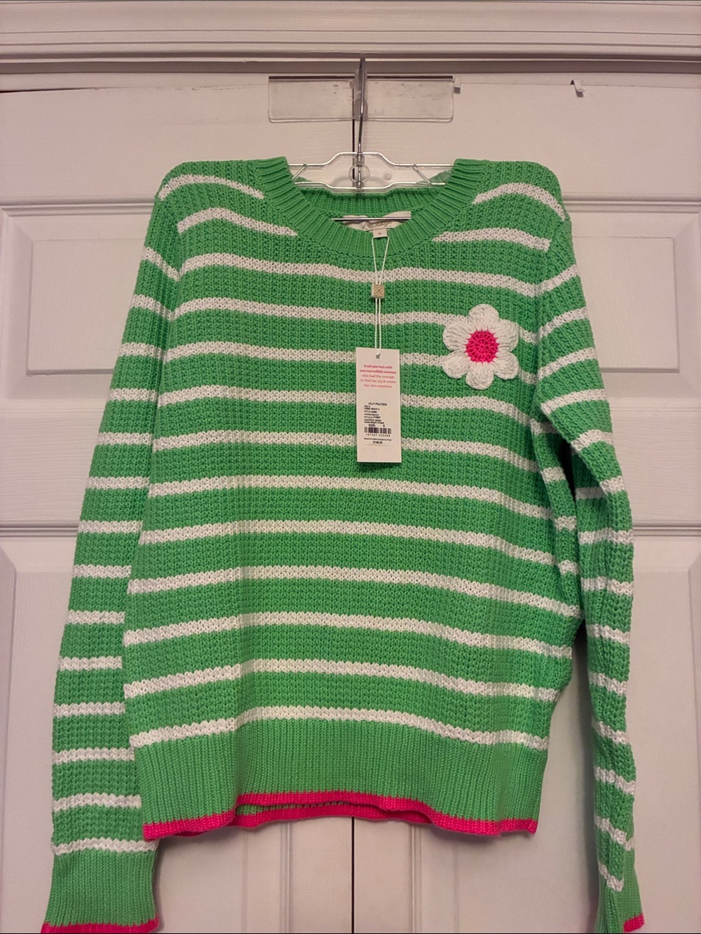 Lilly Pulitzer NWT Jovienne Sweater Jackfruit Green Shine Bright Stripe S